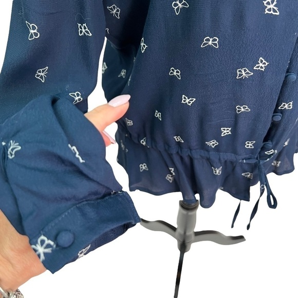 RAILS Beaux Navy Butterflies Long Sleeve Button Up Blouse Top Size.S - Picture 7 of 15